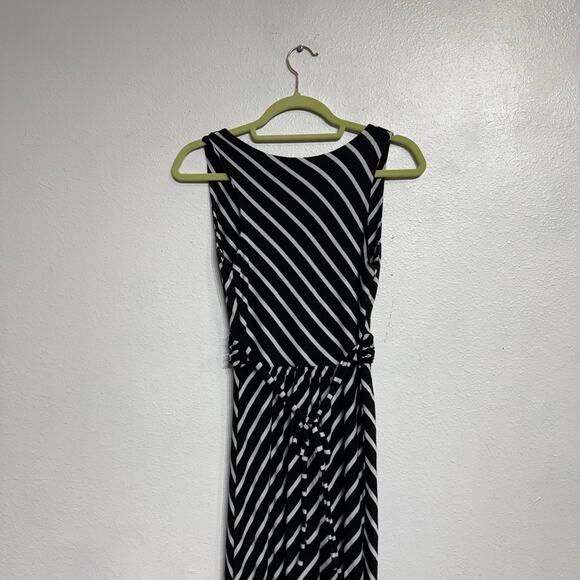 Modern Vintage Boutique Black Striped Sleeveless V-Neck Maxi Dress Sz S - Picture 7 of 11